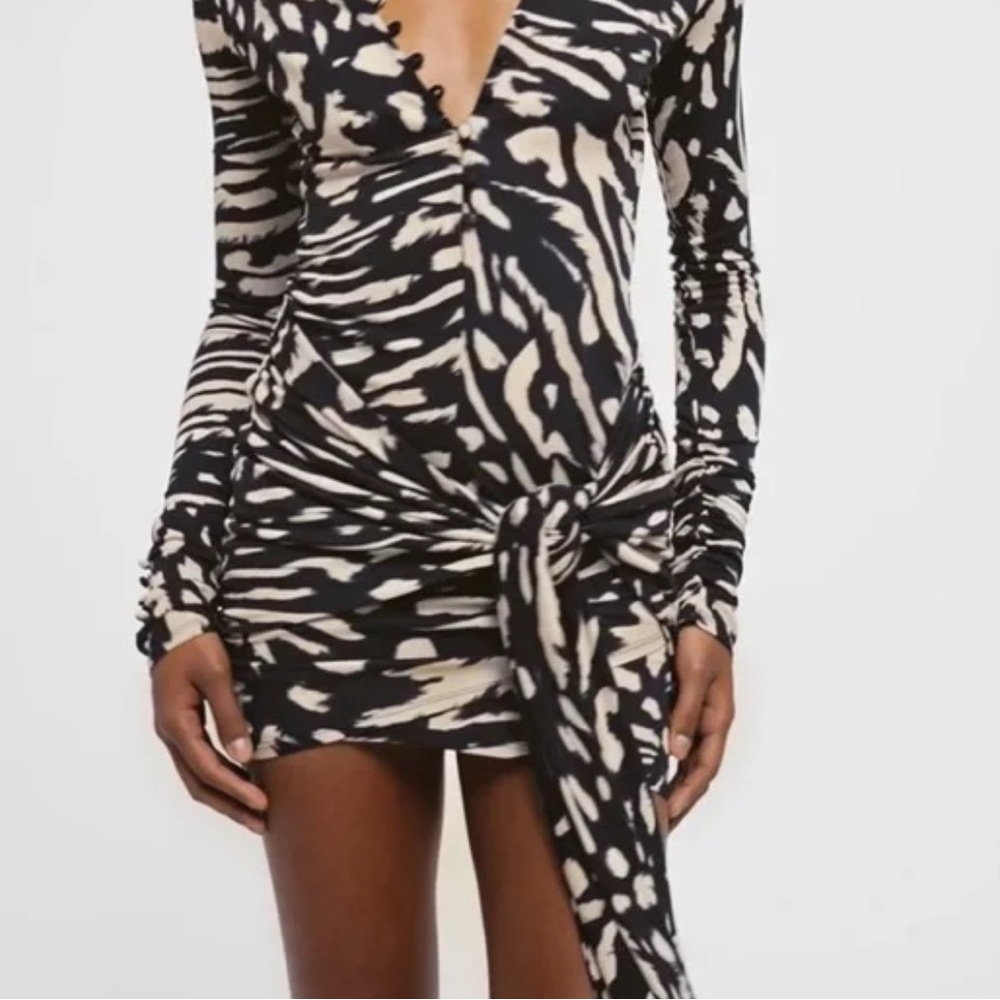 Rat & Boa Black and White Ruched Bodycon Dress - Leontina Dress